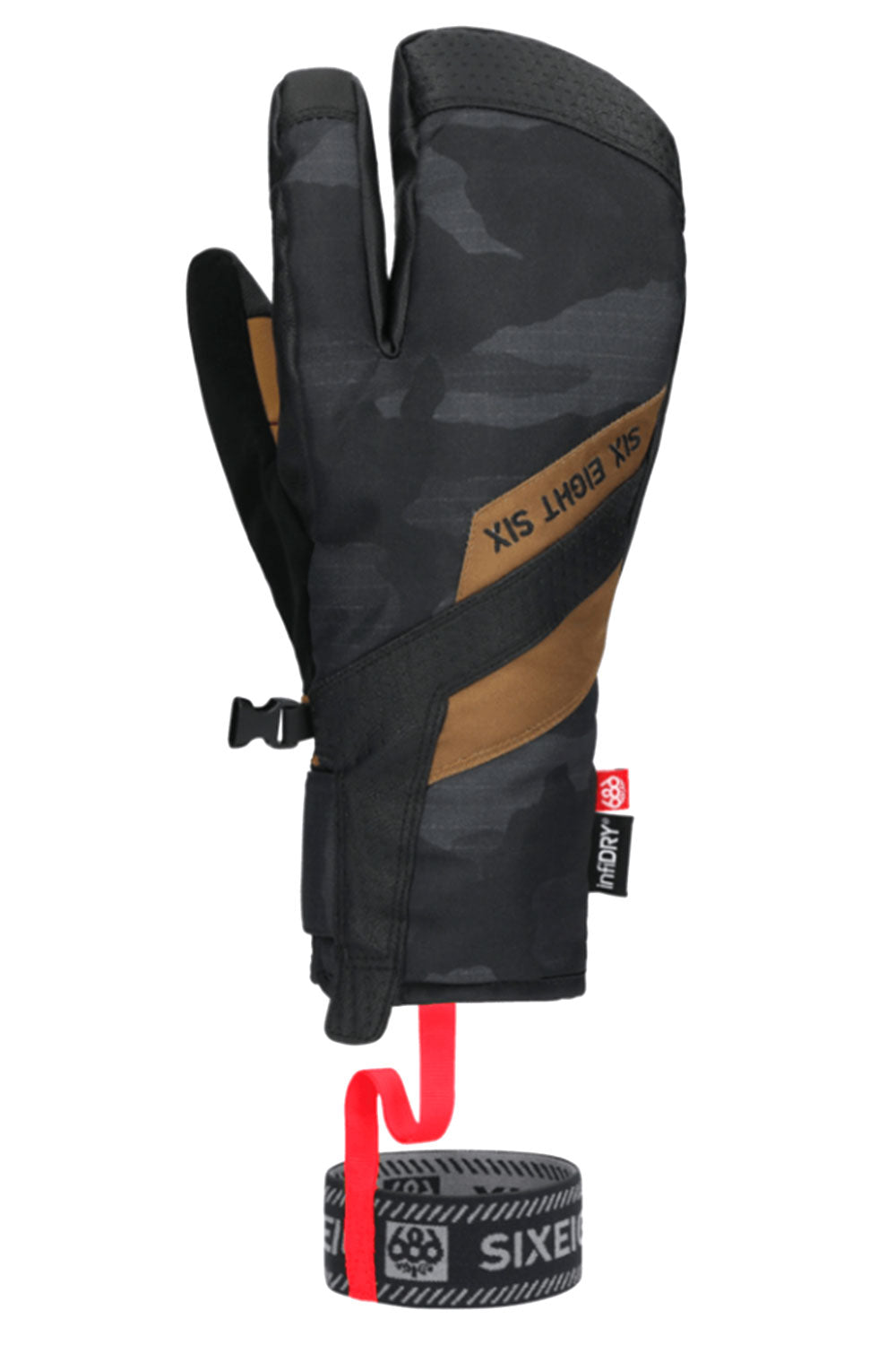 snow glove, black and brown