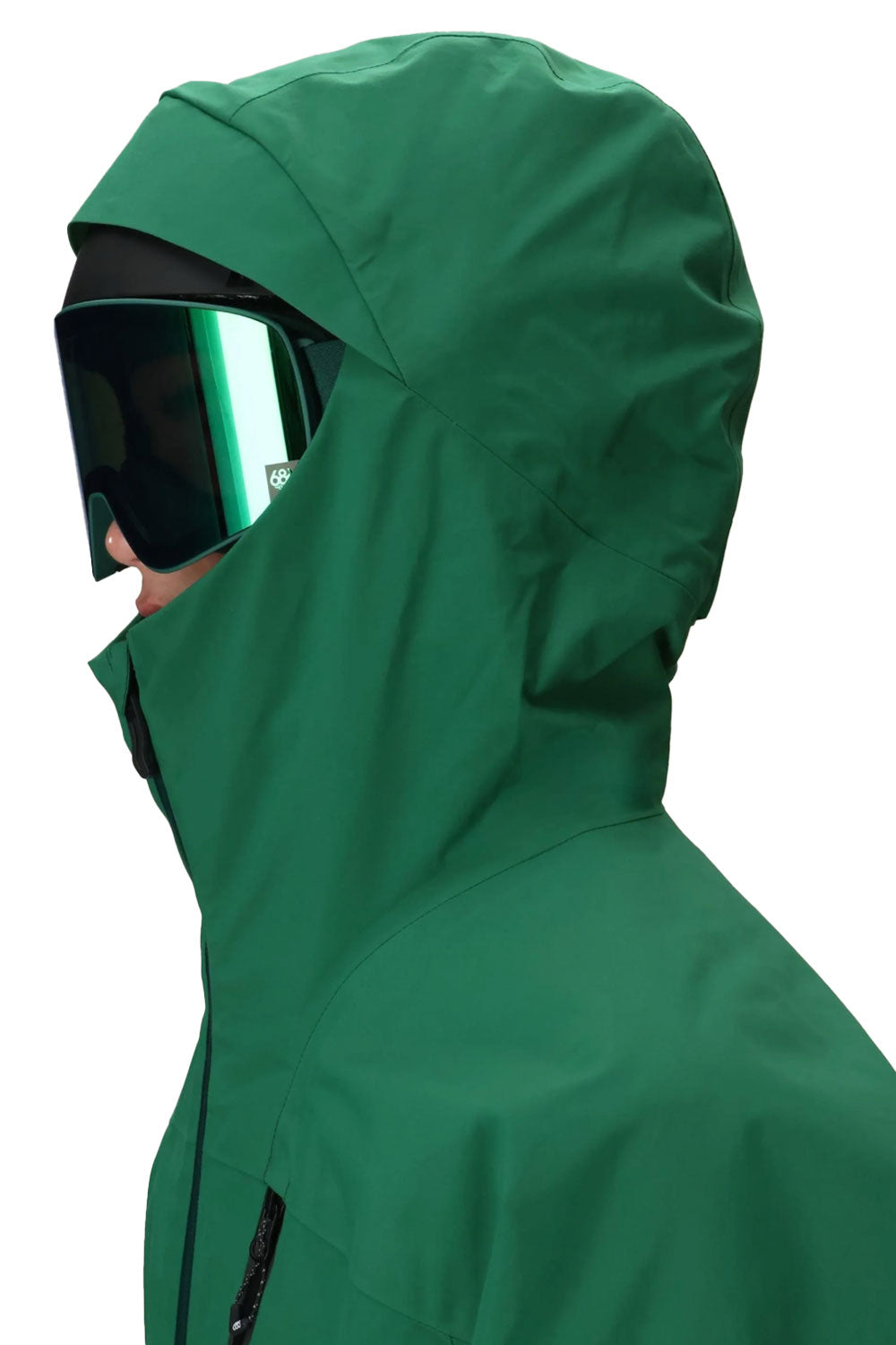 person wearing a green hooded jacket