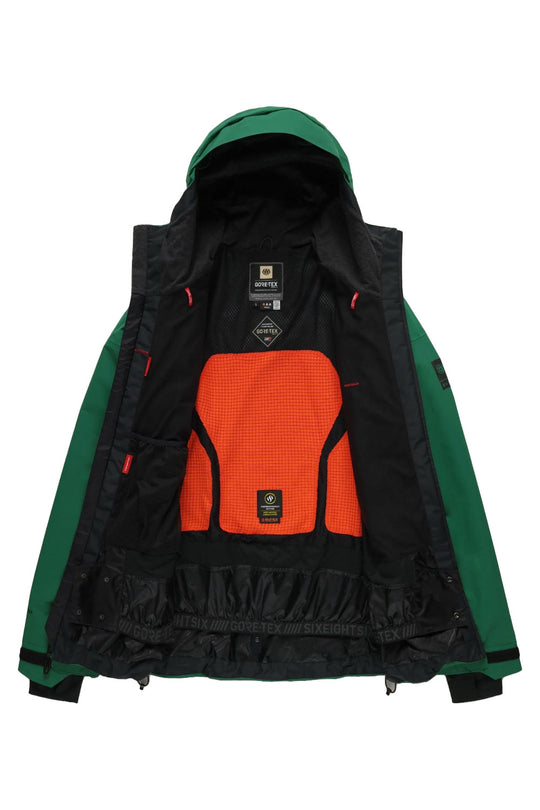 inside view of a green snowboard jacket