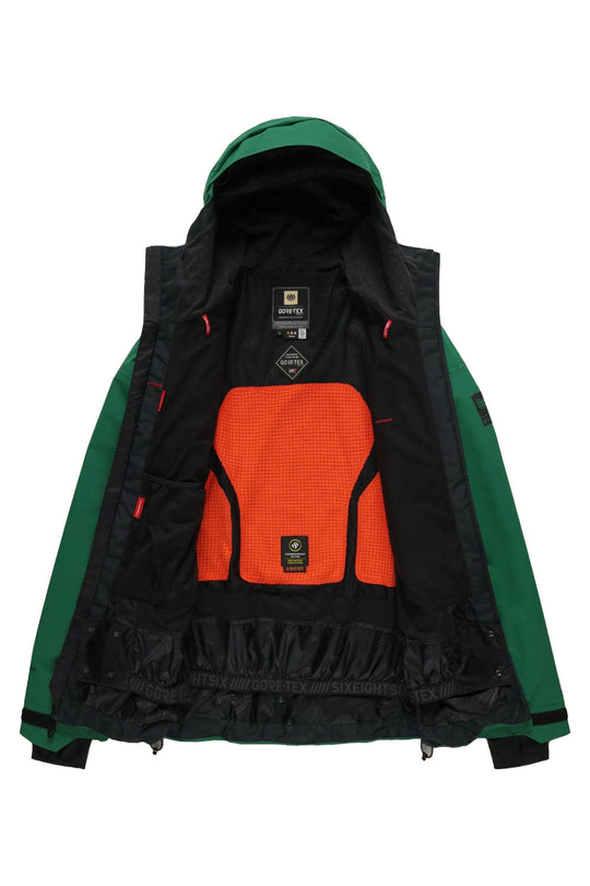 inside view of a green snowboard jacket