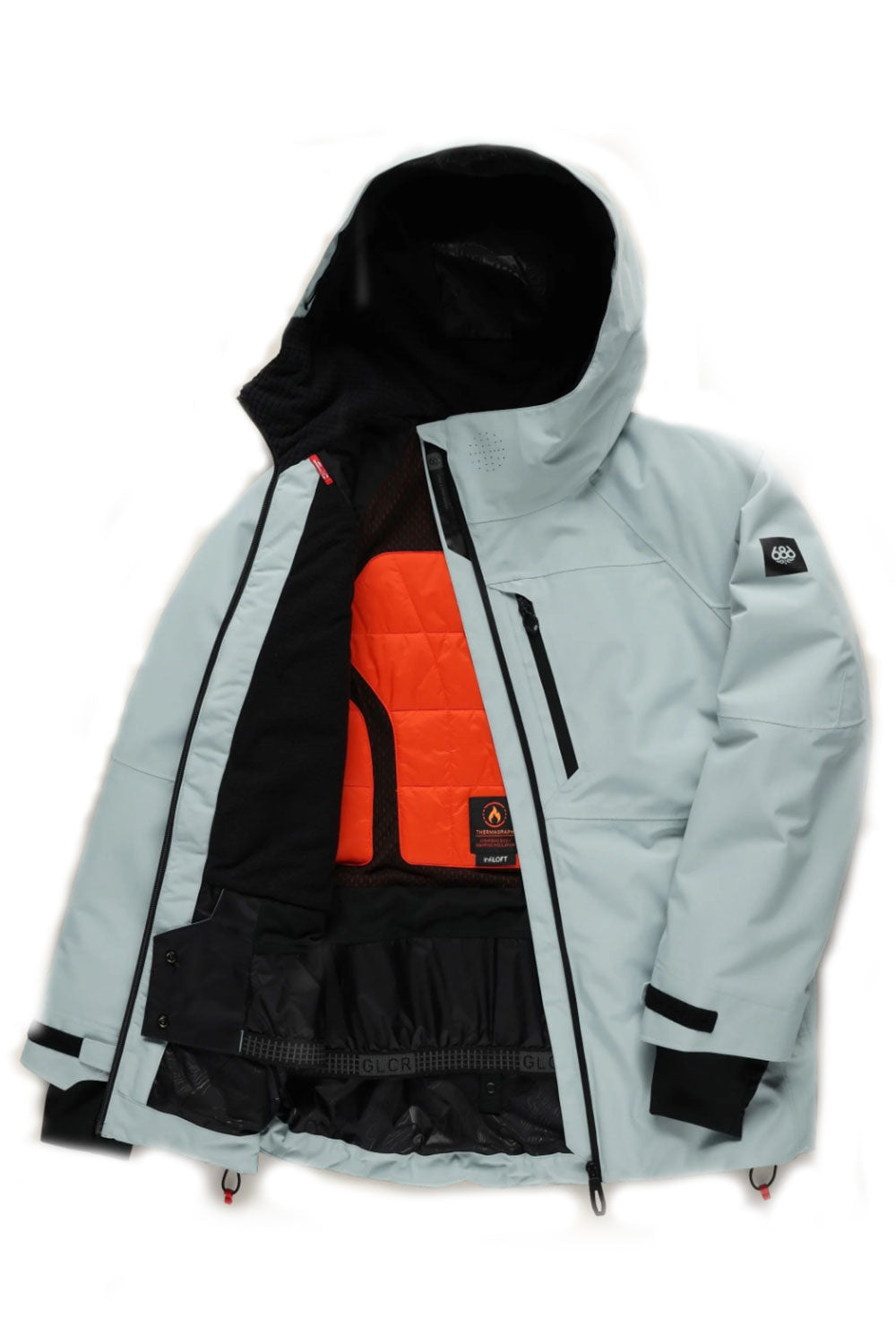 inside view of a light blue snowboard jacket