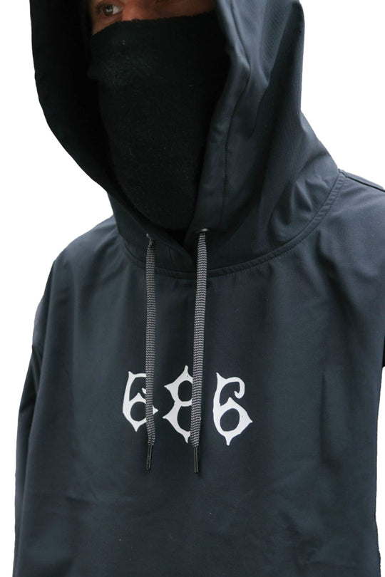 Black jacket with '686' logo on a white background
