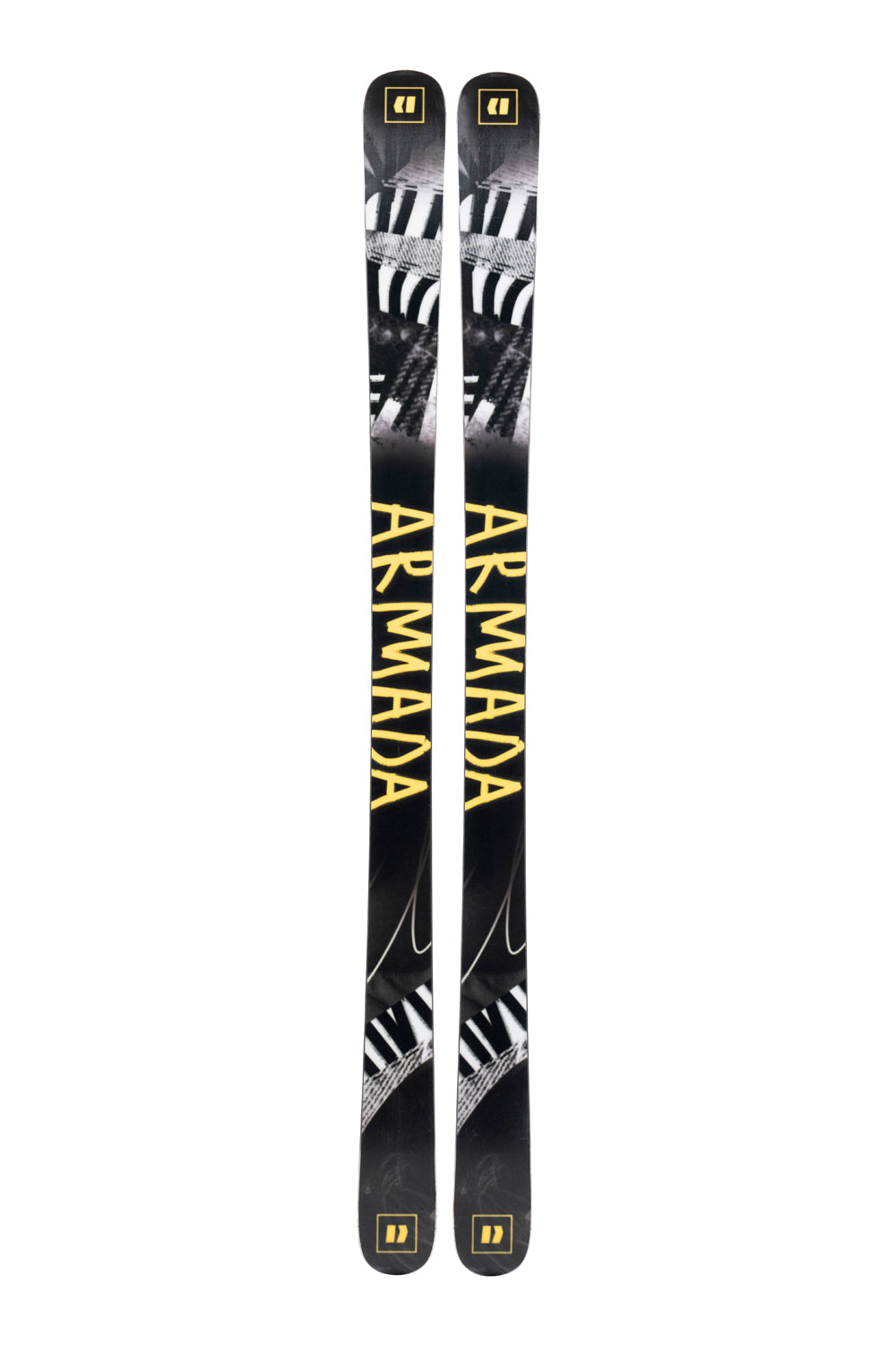 Armada Edollo Skis, black & white base with yellow Armada logo