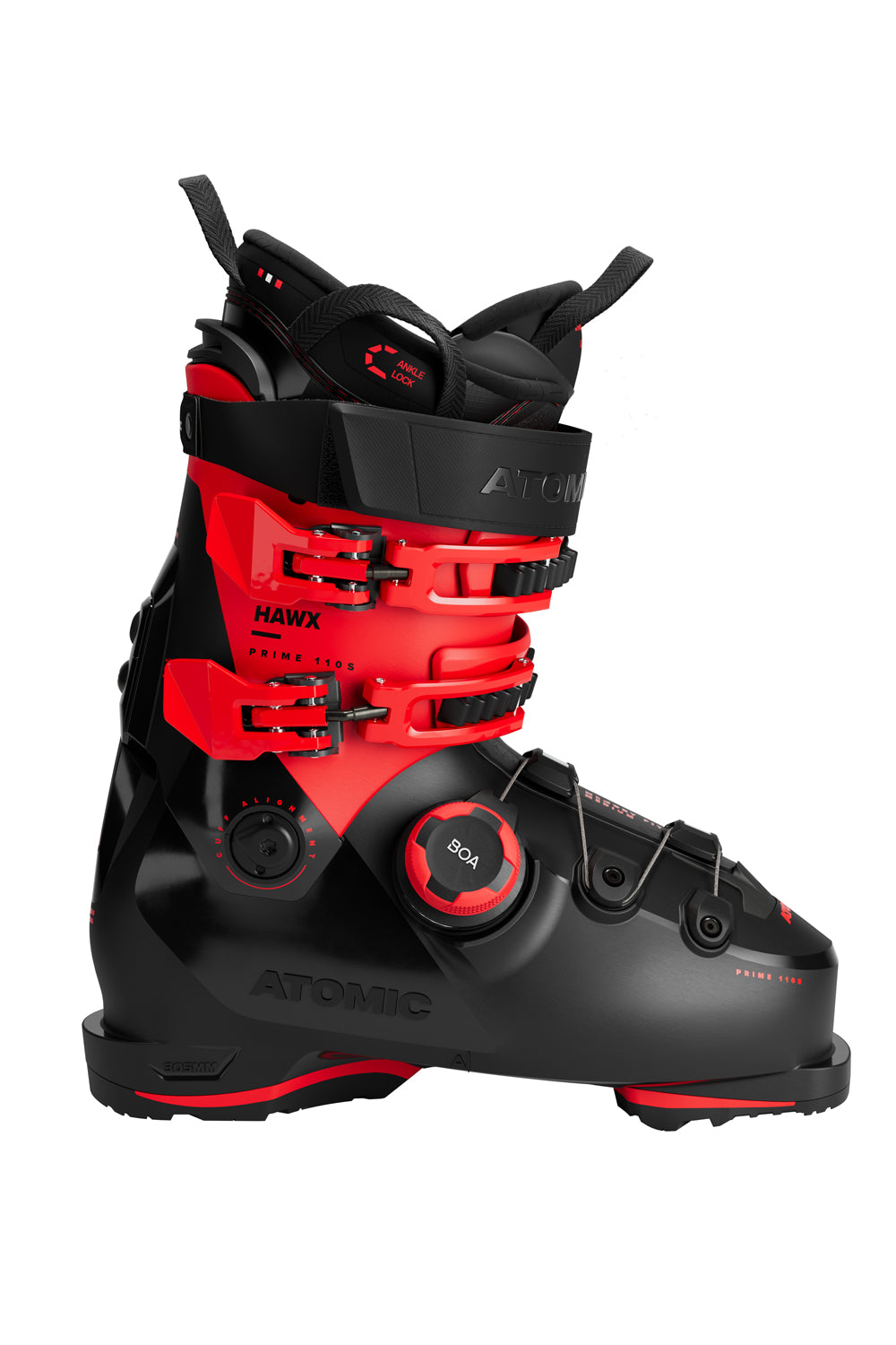 men's Atomic Hawx Prime 110 BOA ski boots,  black and red