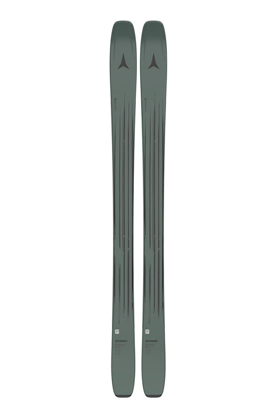 men's Atomic Maverick skis,  moss green with black stripe accents