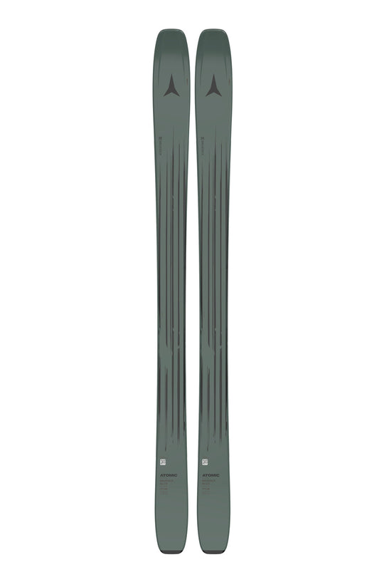 men's Atomic Maverick skis,  moss green with black stripe accents