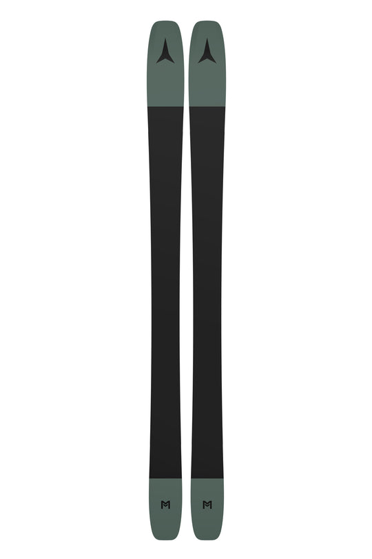 bottom of Atomic Maverick skis, black and moss green