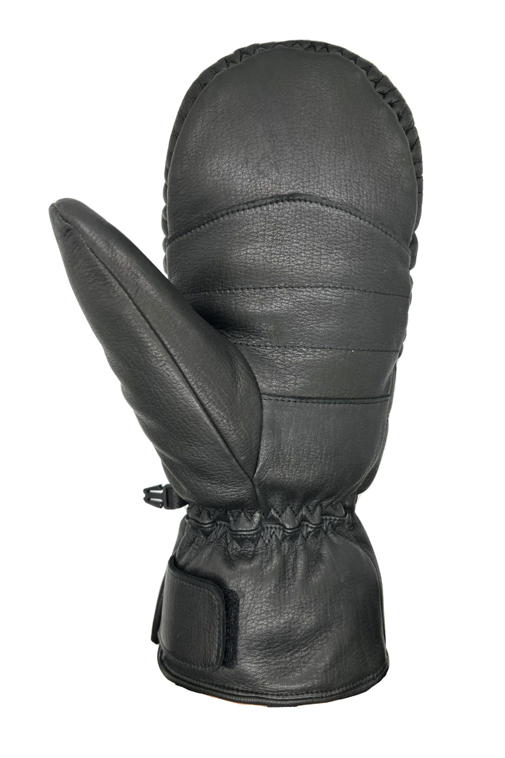 Black leather glove on a white background