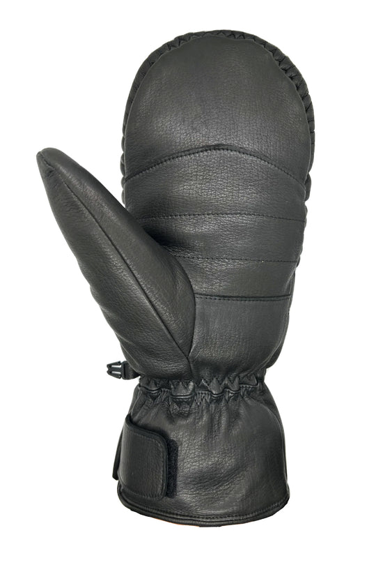 Black leather glove on a white background