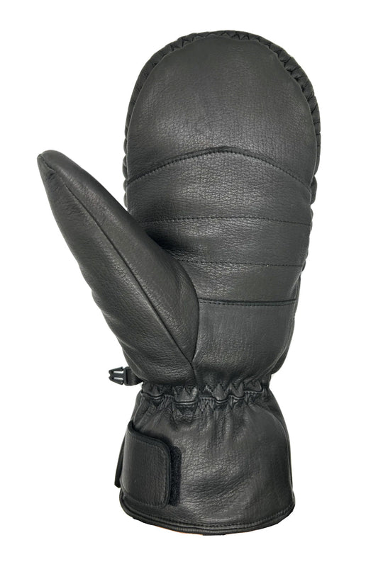 Black leather glove on a white background