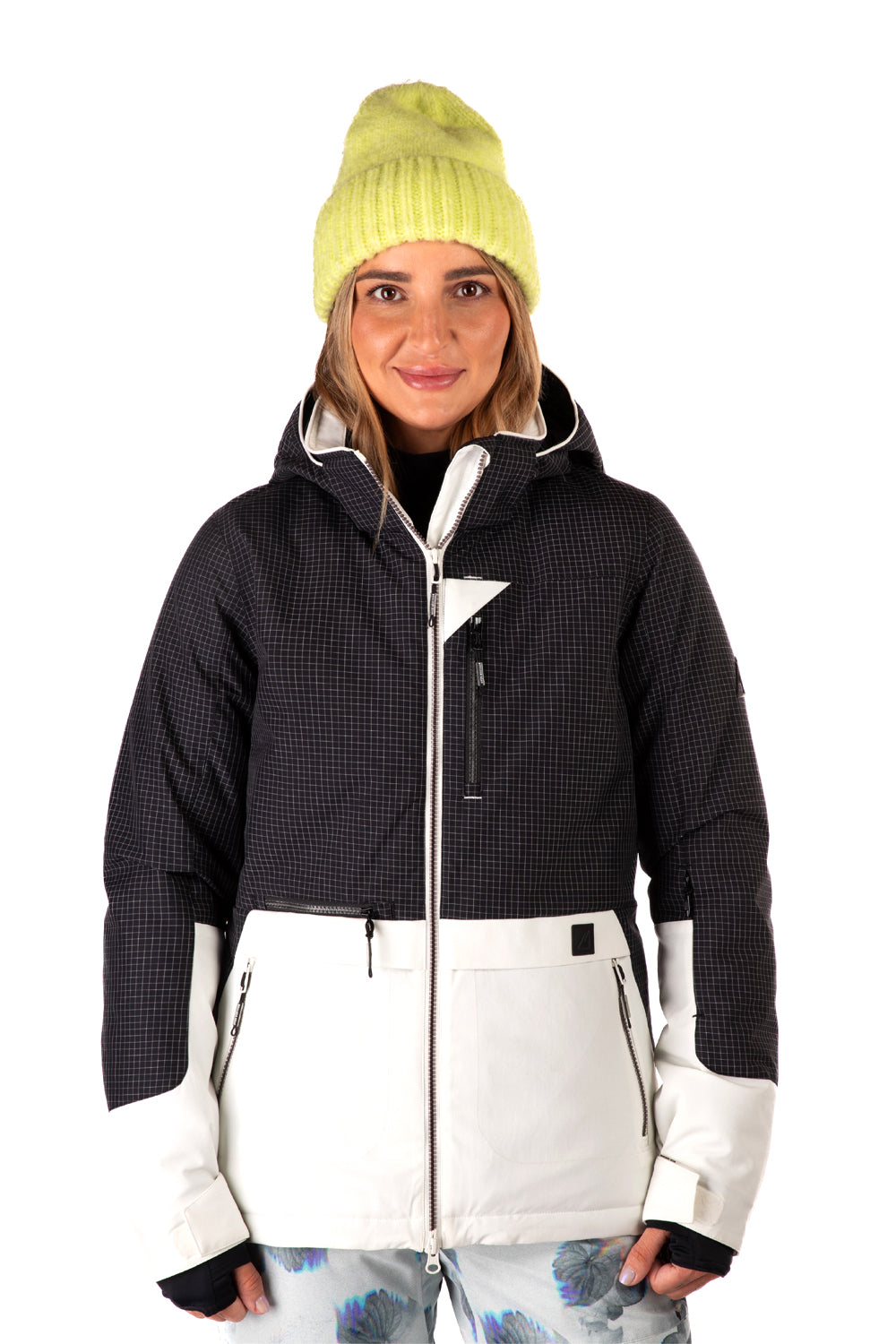 women's Boulder Gear Ivie ski jacket, black and white colorblock 