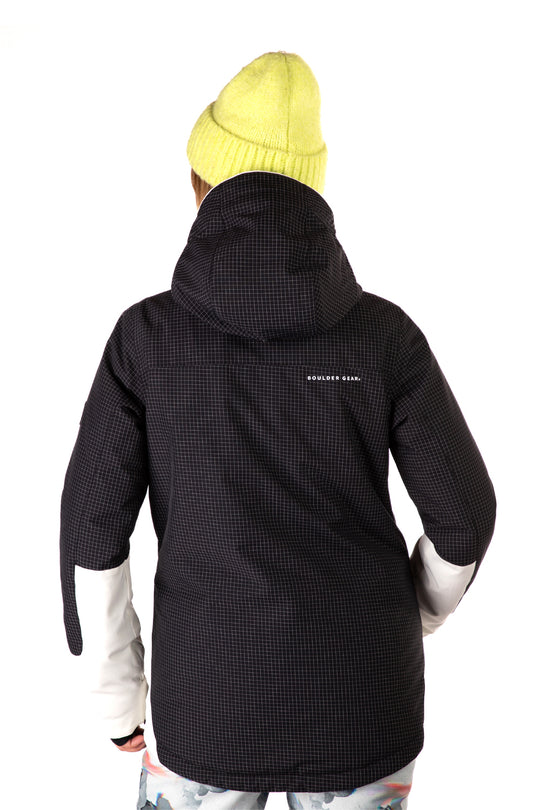 women's Boulder Gear Ivie ski jacket, black and white colorblock 