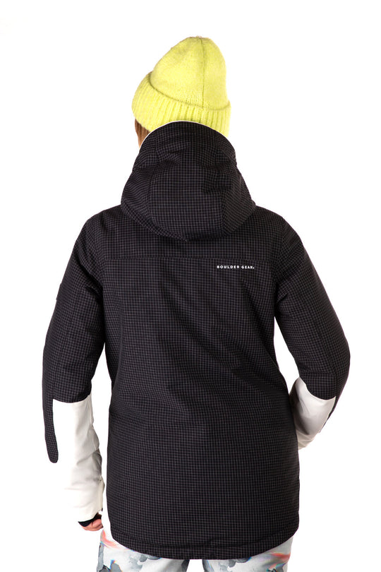 women's Boulder Gear Ivie ski jacket, black and white colorblock 