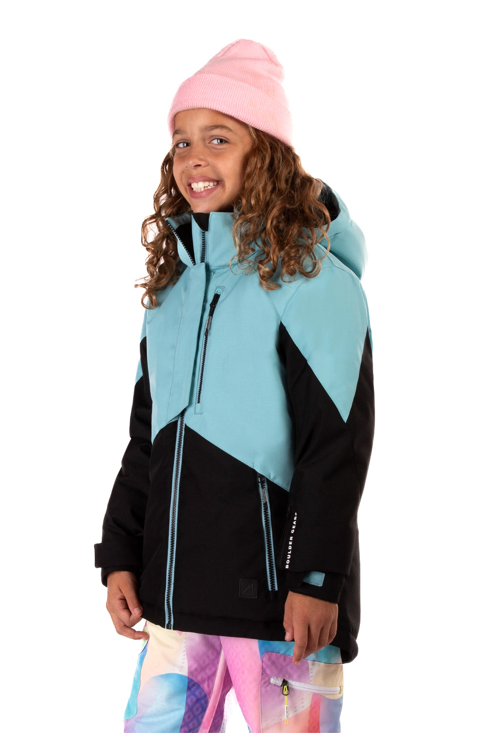 girls' Boulder Gear Lyric ski jacket - light blue and black colorblock