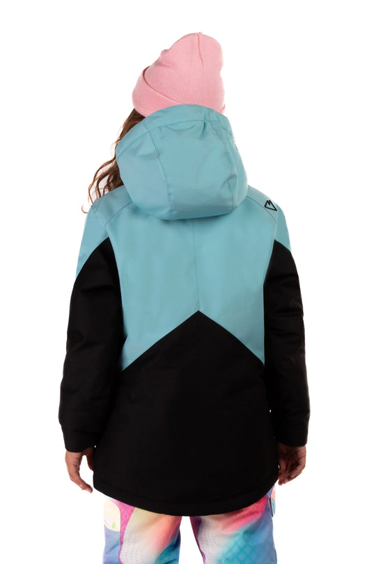 girls' Boulder Gear Lyric ski jacket - light blue and black colorblock