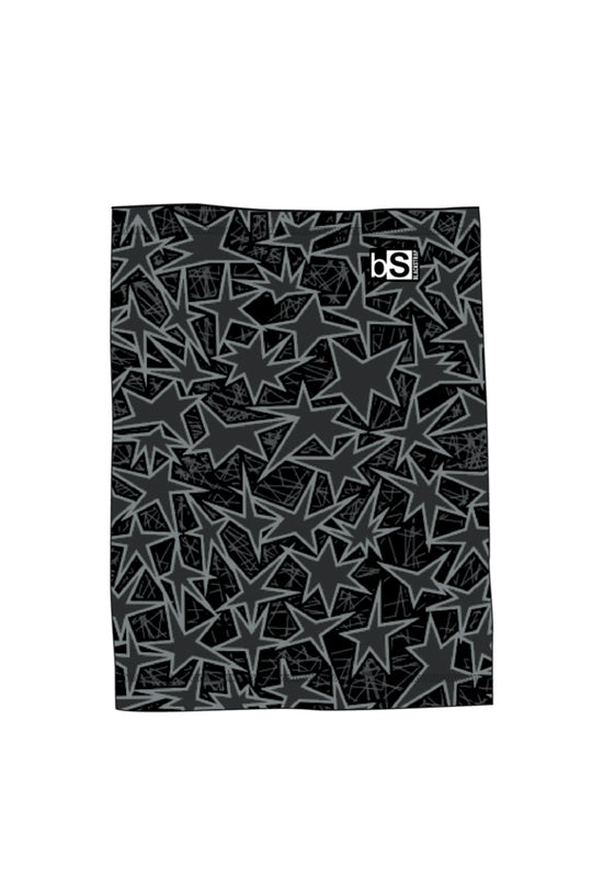 Kids' Blackstrap neck tube, black and gray star pattern