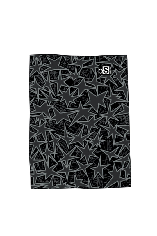 Kids' Blackstrap neck tube, black and gray star pattern