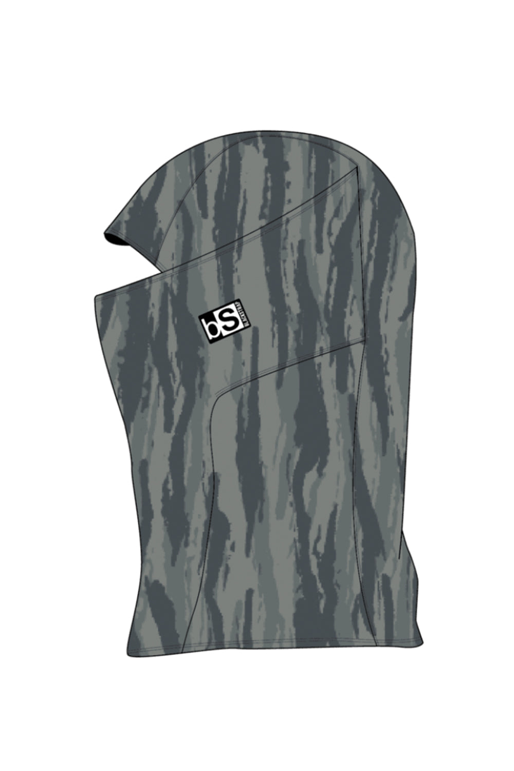 Adult Blackstrap balaclava, black and gray striped camo