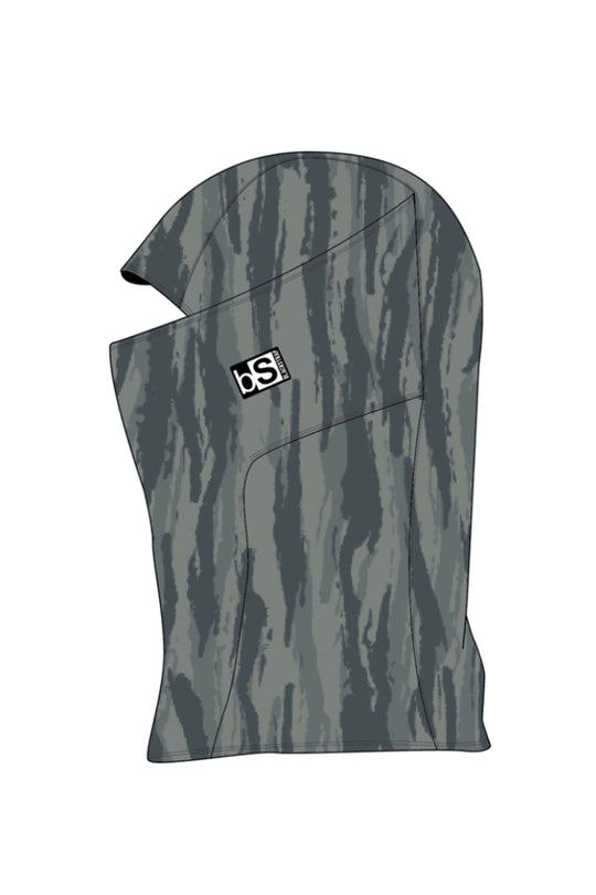 Adult Blackstrap balaclava, black and gray striped camo