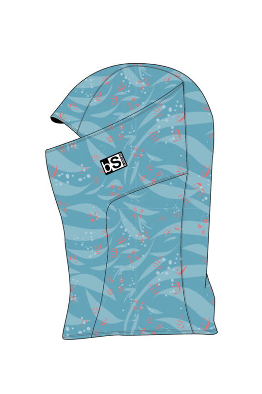 Blackstrap Kids' balaclava, blue leaf origami pattern