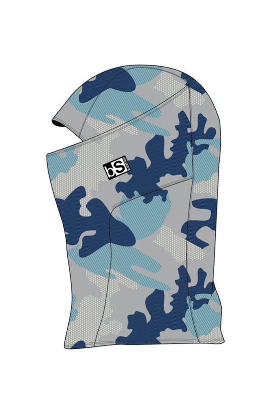 Blackstrap Kids' balaclava, gray and blue camo pattern