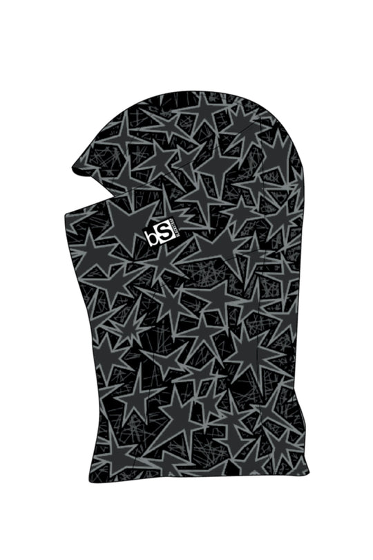 Blackstrap Kids' balaclava, black and gray star pattern