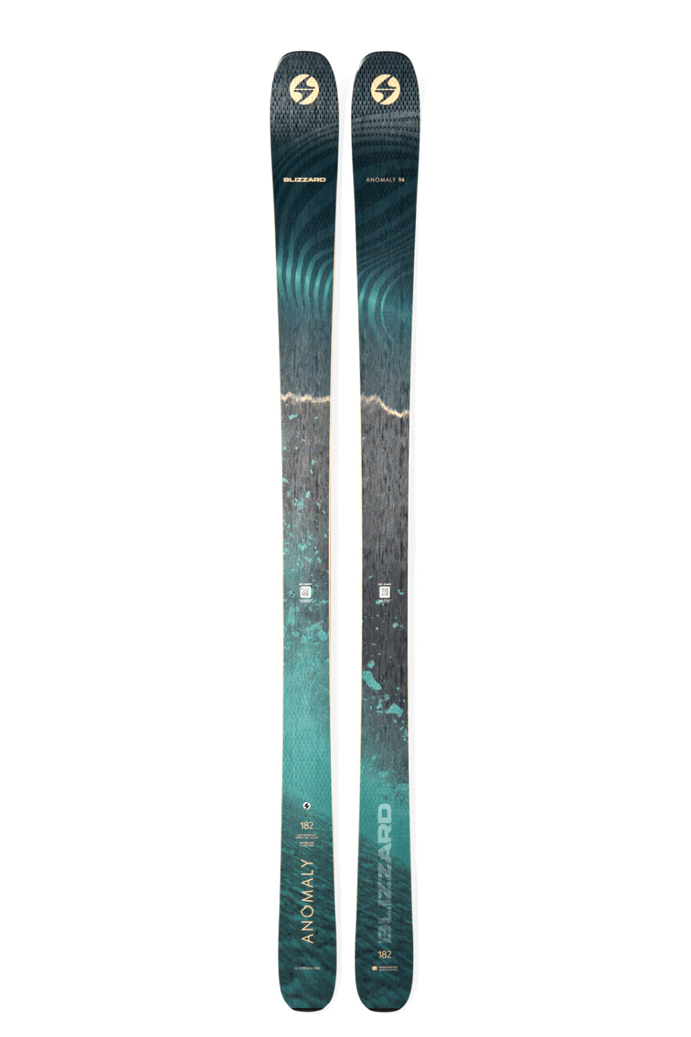 Two skis with a gradient design on a white background