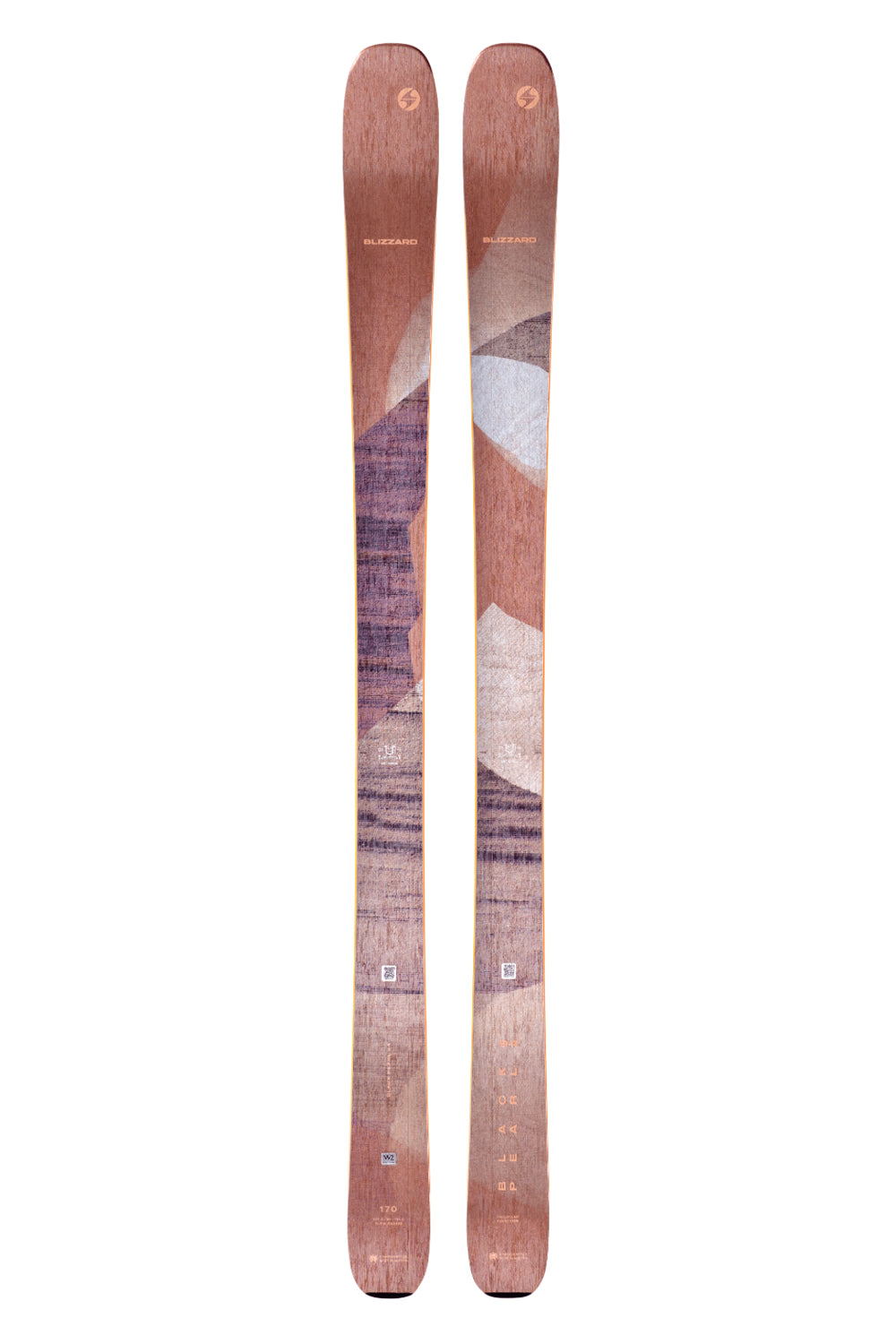 Pair of skis with a gradient design on a white background