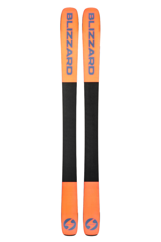orange and black ski bases with 'Blizzard' branding on a white background