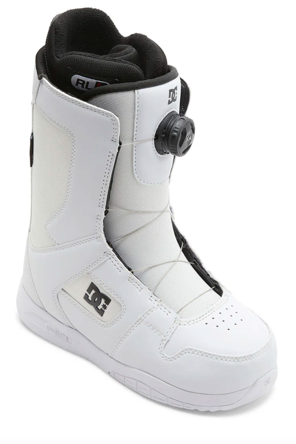 White snowboard boots with black accents