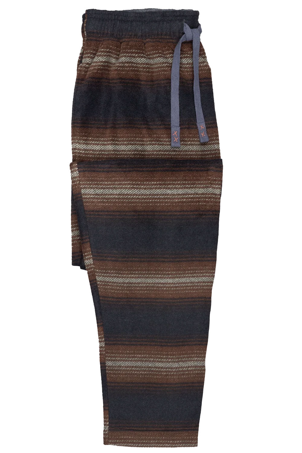 Striped pajama pants on a white background