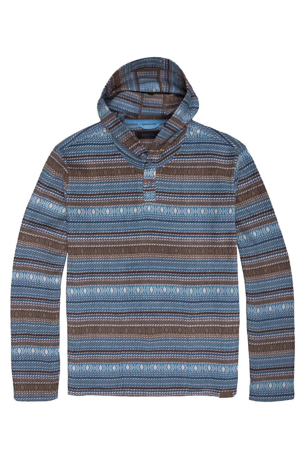 Blue and brown striped hoodie on a white background