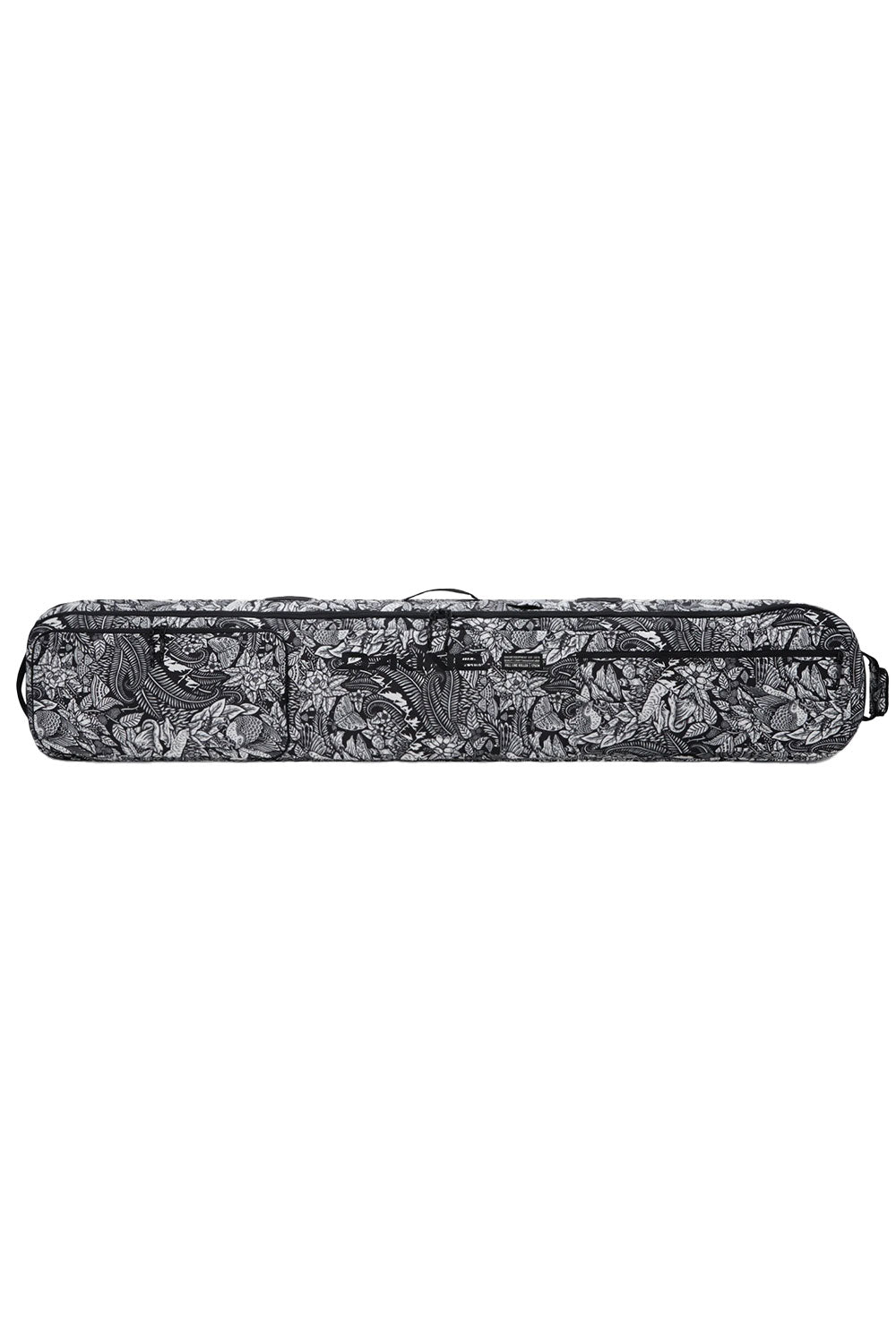 Gray floral patterned ski bag on a white background