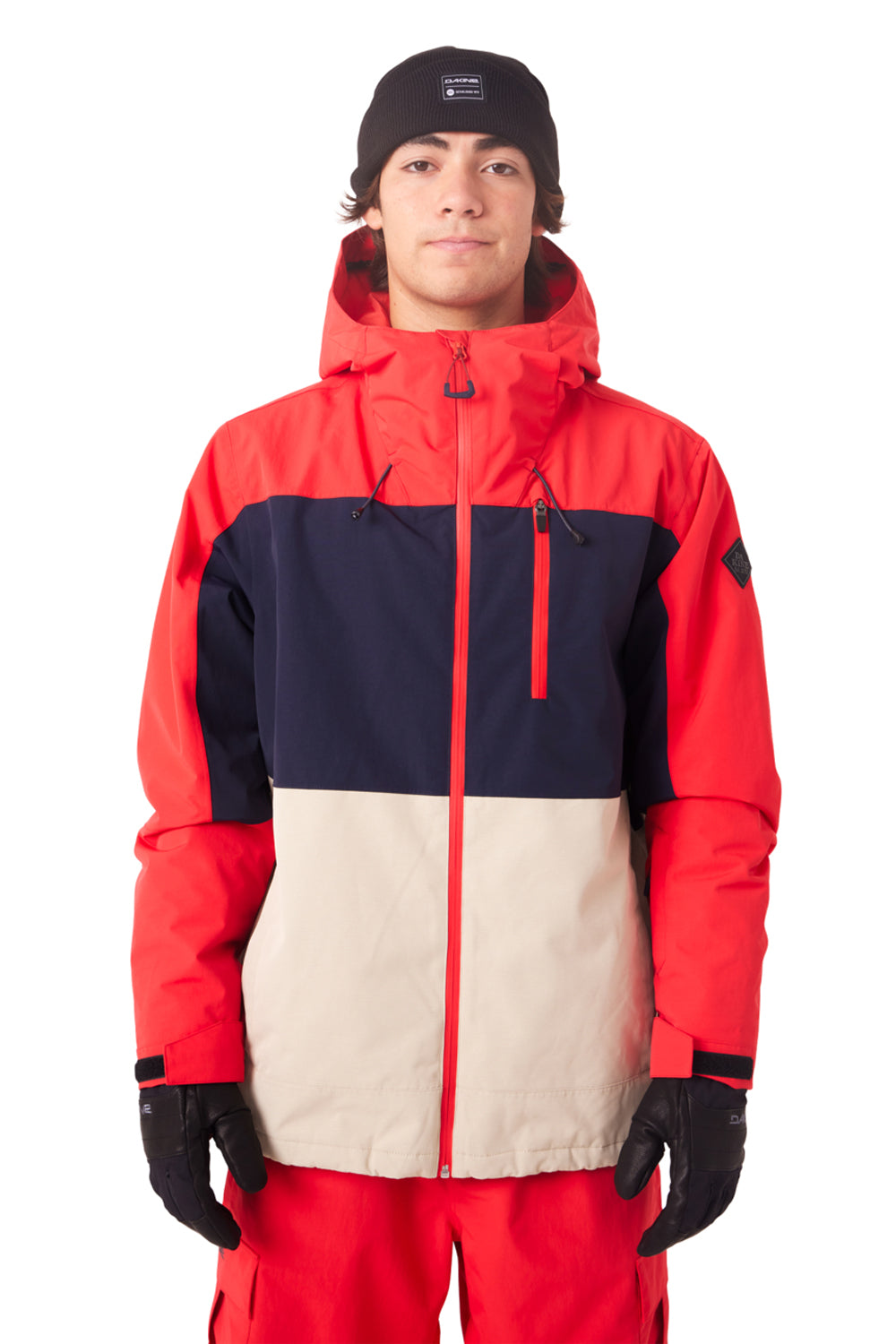 men's Dakine Triton snowboard jacket, orange, black and off white
