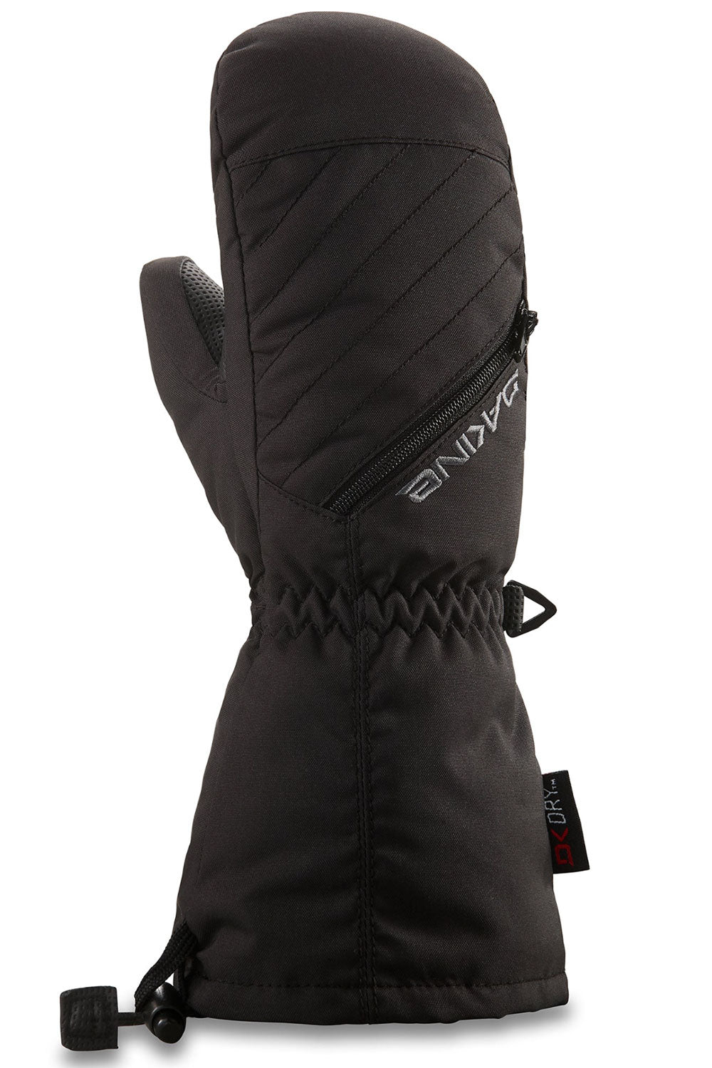 Black winter glove with brand logo on a white background