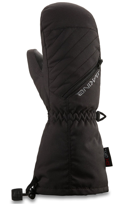 Black winter glove with brand logo on a white background