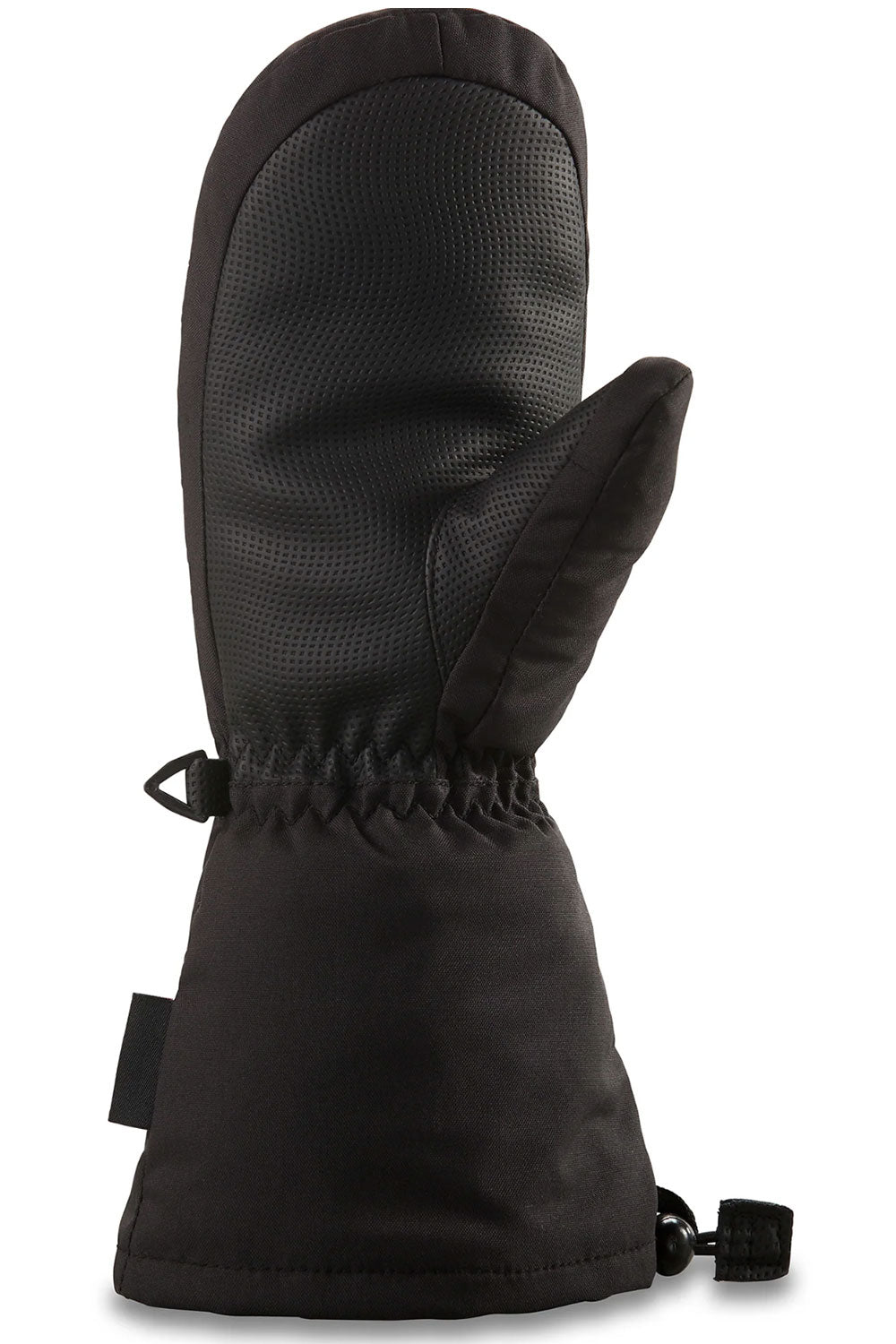 Black winter mitten on a white background