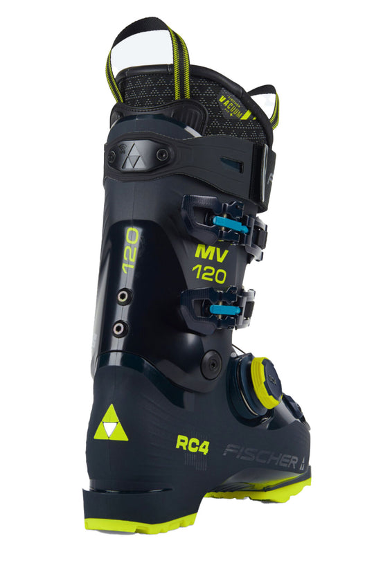 Black and yellow ski boot with visible branding on a white background