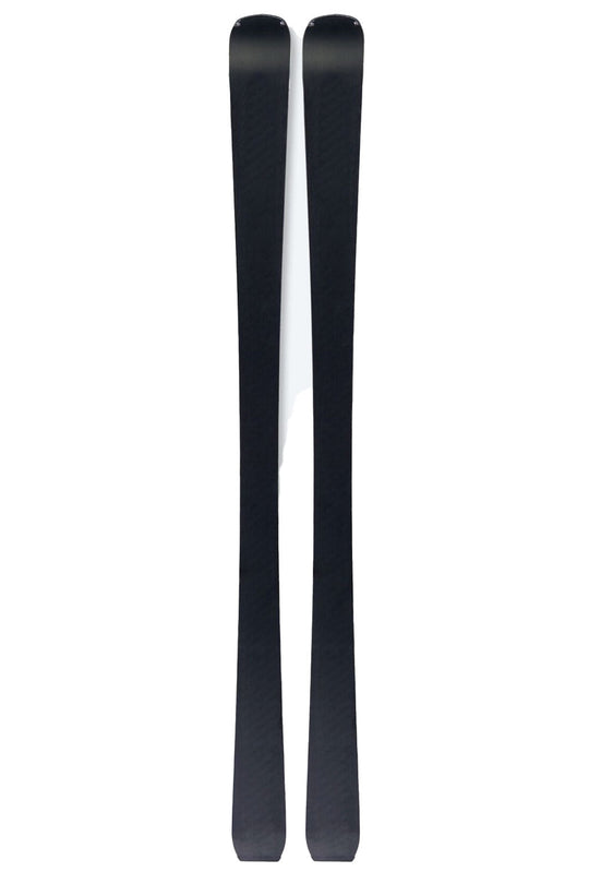 Two black ski bottoms on a white background