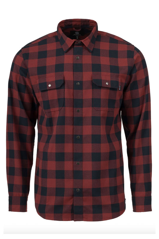 Red and black checkered shirt on a white background