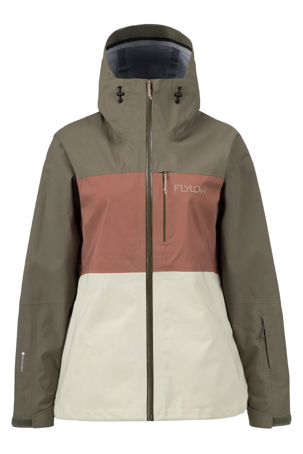 Multicolored jacket with a visible brand logo on a white background