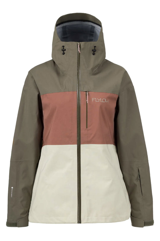 Multicolored jacket with a visible brand logo on a white background