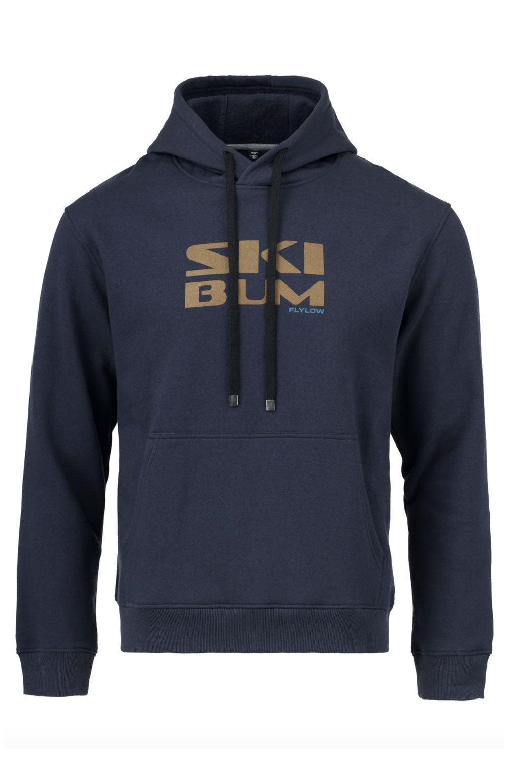 Navy hoodie with 'Ski Bum' logo on a white background