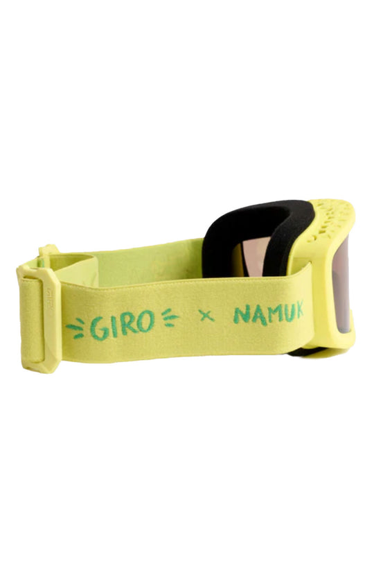 Yellow goggles with black lenses on a white background, featuring 'GIRO' and 'NAMUK' branding.