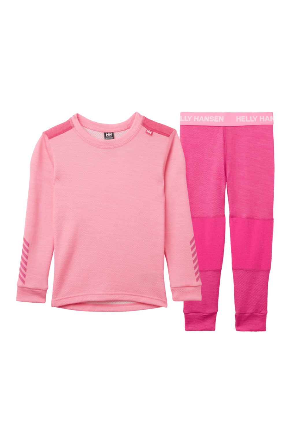 toddler long underwear set, light and dark pink