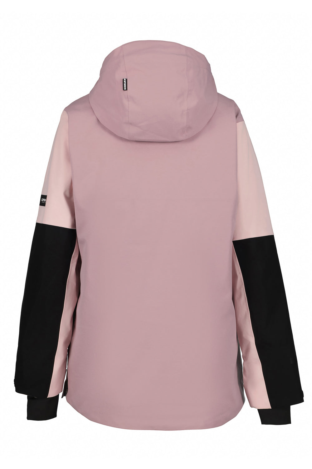 pink, dusty rose and black colorblock ski jacket - back view