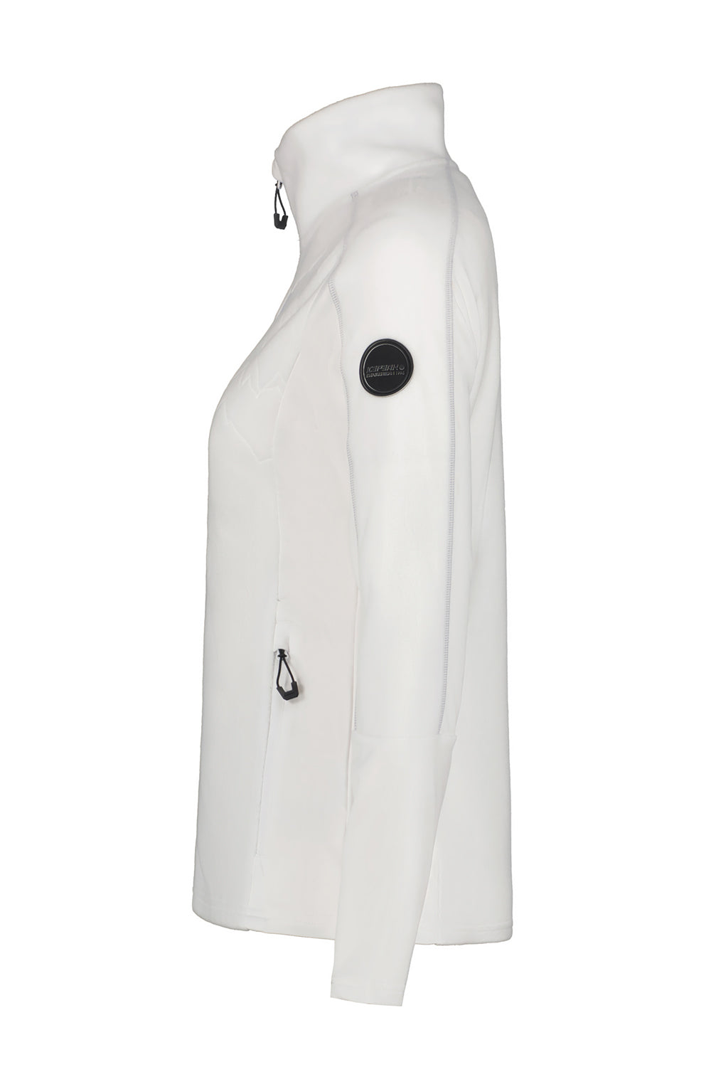 White fleece zip up jacket on a white background