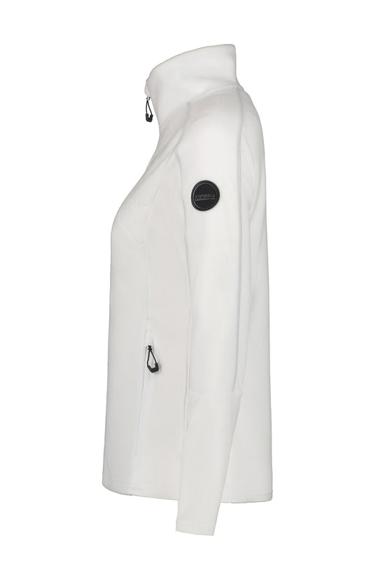 White fleece zip up jacket on a white background