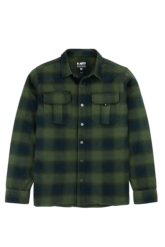 Green plaid shirt on a white background