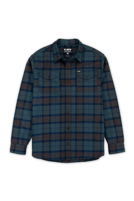 men's Jetty Breaker Flannel shirt - navy, maroon and blue flannel pattern